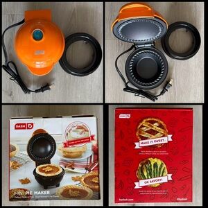 Dash Mini 4” Pie Maker, Dual Nonstick, Orange Color